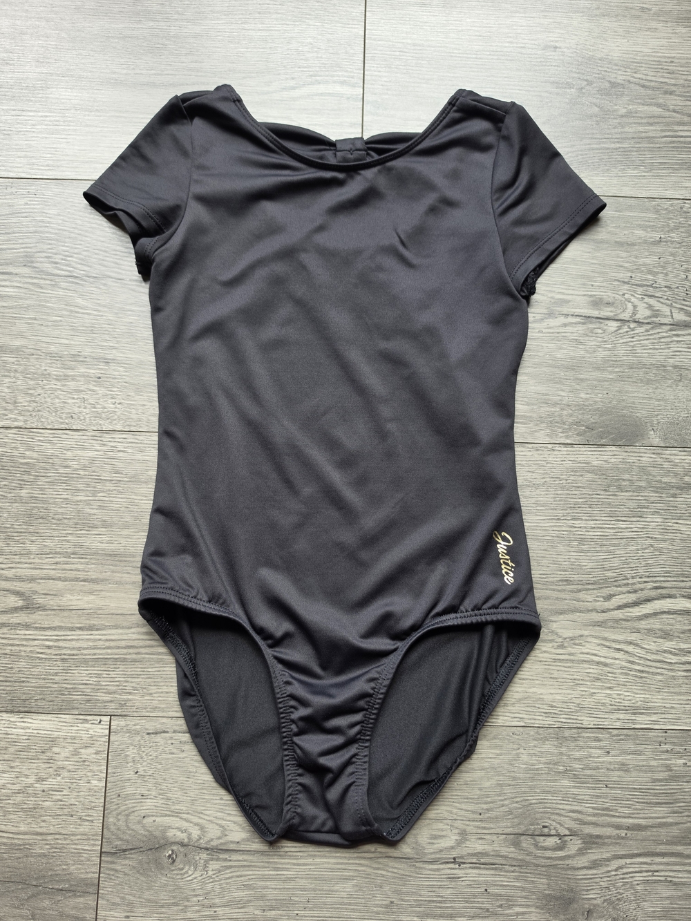 Justice Girls' Black Short Sleeve One-Piece Leotard